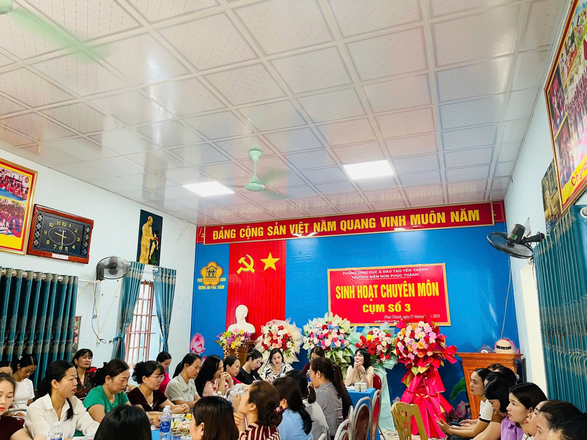 CHƯƠNG TRÌNH SINH HOẠT CHUYÊN MÔN  	Thời gian: Ngày 17 tuần 3 tháng 04 năm 2025            Địa điểm: Trường Mầm non Phúc Thành.